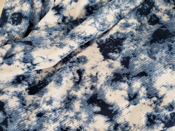 Navy Blue Shibori Rib Knit Fabric Tie Dye Knit Fabric Poly - Etsy