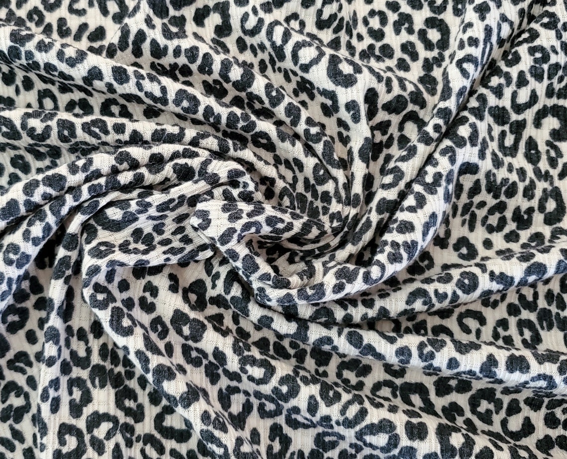 Leopard Print Knit Fabric Pointelle Knit Fabric Rib Knit Etsy UK