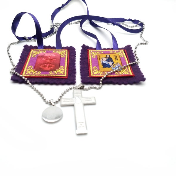 Marie-Julie Jahenny Purple Scapular, cross and Medal