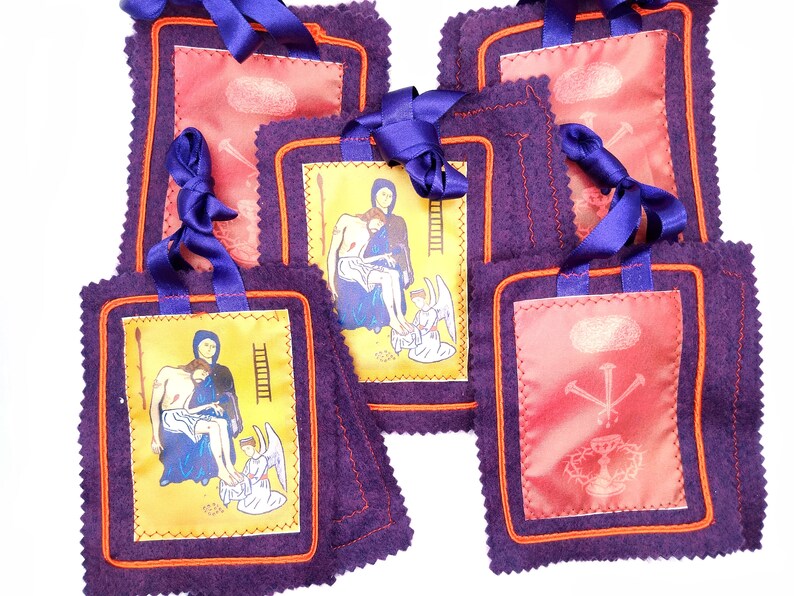 Purple Scapular Of Benediction - Marie Julie Jahenny Catholic Necklace (Pack Of 3)