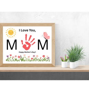 Imprimível para o Dia das Mães, Impressão de mão para o Dia das Mães, Presente para o Dia das Mães, Impressão de mão para a mamãe, Lembrança para o Dia das Mães, Moldura para impressão de mão infantil, PDF