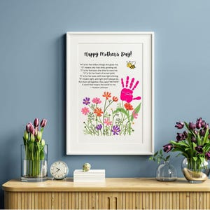 Imprimível para o Dia das Mães, Impressão de mão para o Dia das Mães, Presente para o Dia das Mães, Impressão de mão para a mamãe, Lembrança para o Dia das Mães, Moldura para impressão de mão infantil, PDF