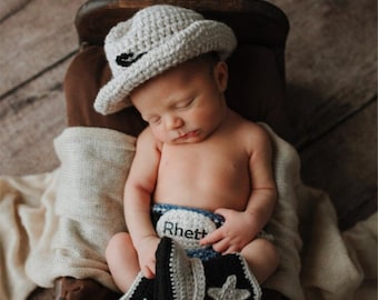 Crochet Baby Cowboy Outfit Newborn Photo Prop Set western style