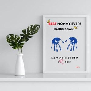 Imprimível para o Dia das Mães, Impressão de mão para o Dia das Mães, Presente para o Dia das Mães, Impressão de mão para a mamãe, Lembrança para o Dia das Mães, Moldura para impressão de mão infantil, PDF