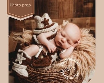 Crochet Baby Cowboy Outfit: Newborn Photo Prop Set