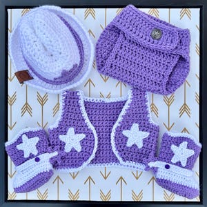 Crochet Baby Cowgirl Outfit: Hat, Boots & Diaper Cover Set