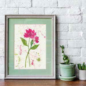 Watercolor Floral Pink Flower Print - Printable Art - Watercolor Splatter Print At Home Art Decor