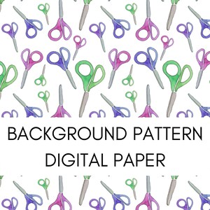 Aquarell Schulbedarf Schere Digitales Scrapbook Papier Muster Design
