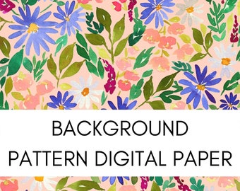 Watercolor Purple Daisy Floral Digital Paper Printable - Personal Commercial Use