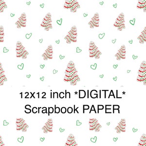 Acquerello Albero di Natale Torta Digital Scrapbook Papers Set - Torta di Natale Sfondo grafico - Uso commerciale personale