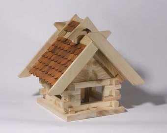 Bird feeder log house