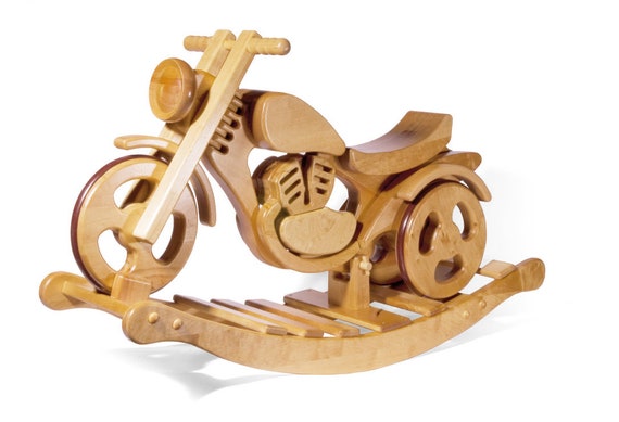 wooden rocking motorcycle