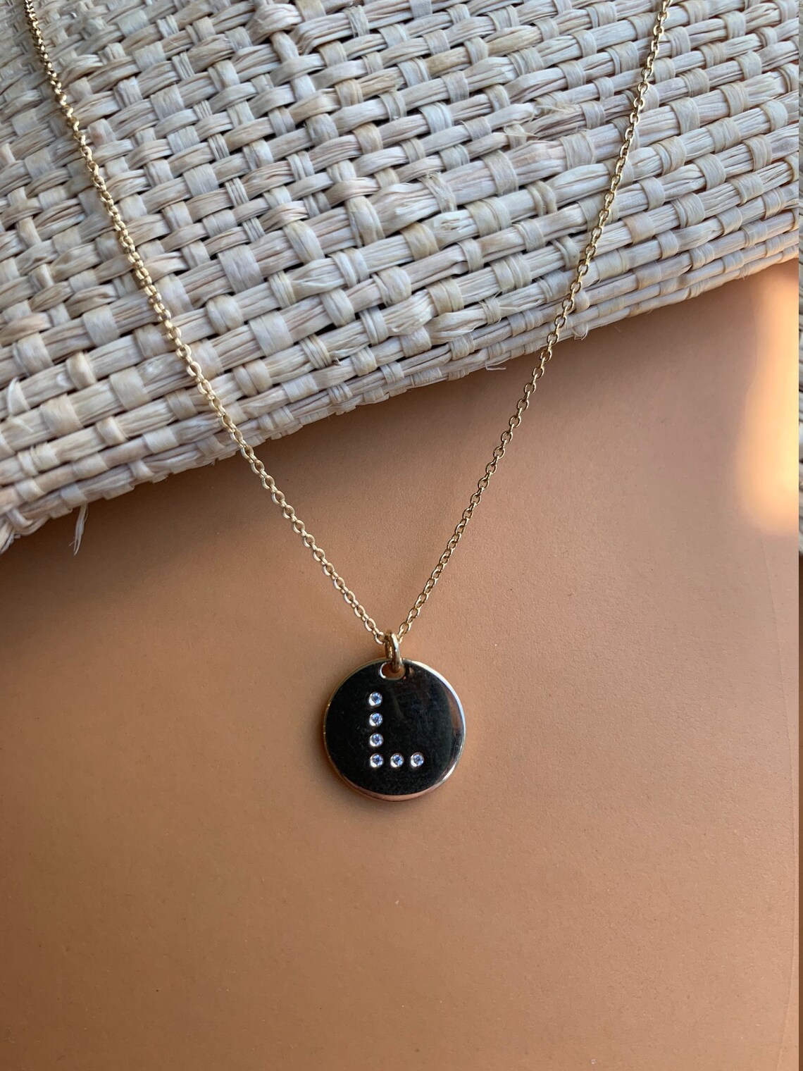 Silver Necklace With Small l Pendant Etsy