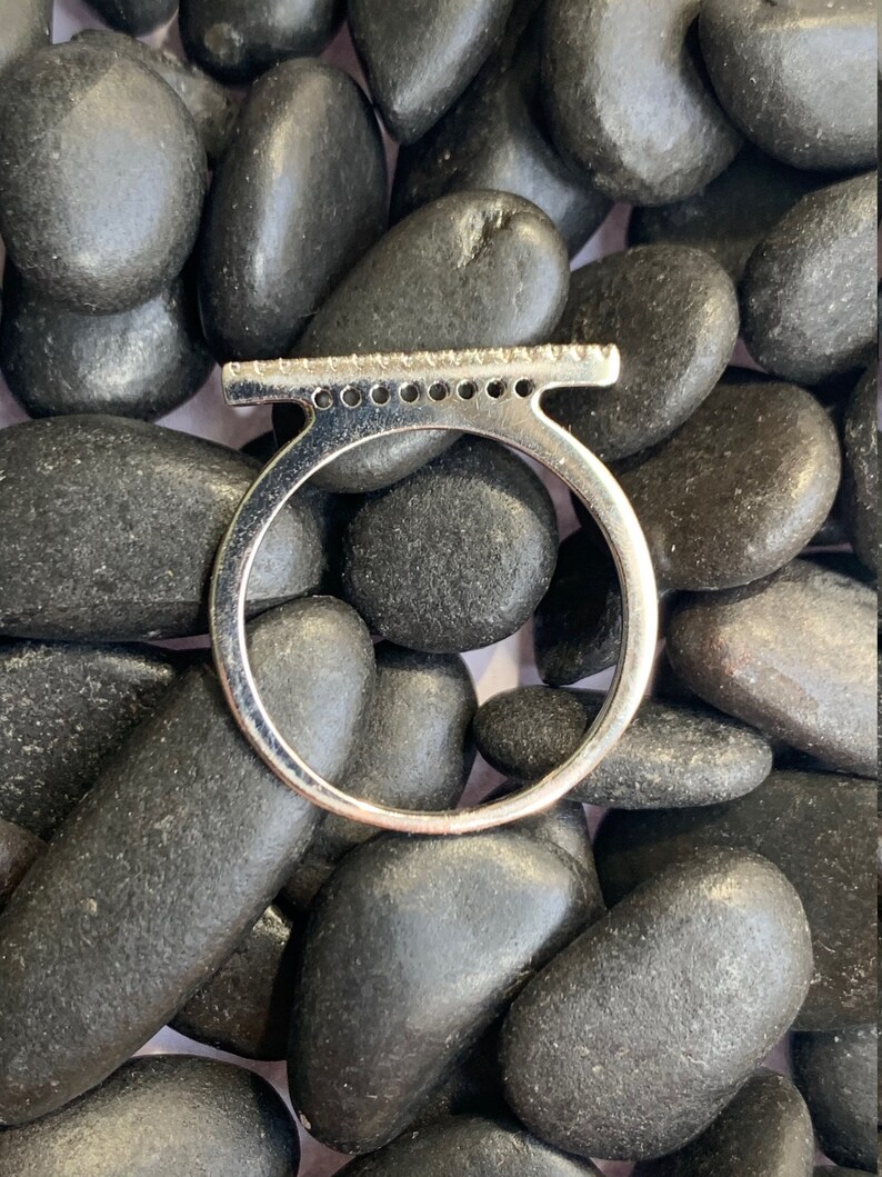 1 Bar Ring Modern Ring Minimalistic Gift For Her Sterling Silver CZ Bar Ring Fashion Ring Geometric Ring Size 8 Cute and Dainty