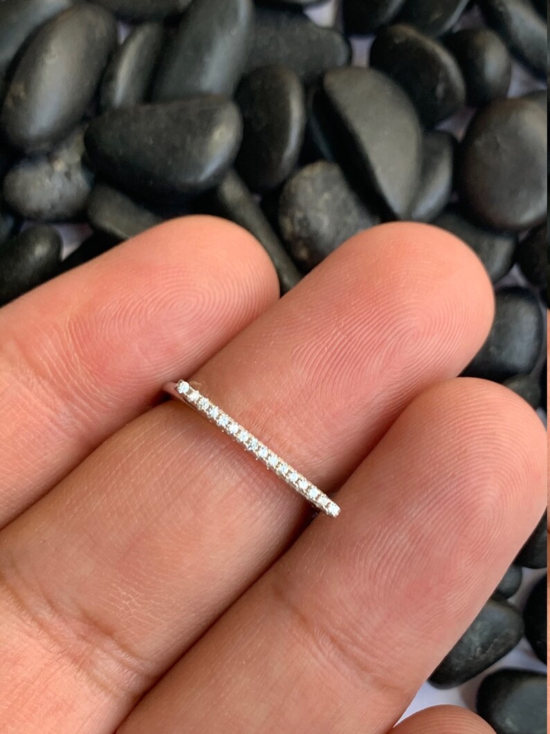 1 Bar Ring Modern Ring Minimalistic Gift For Her Sterling Silver CZ Bar Ring Fashion Ring Geometric Ring Size 8 Cute and Dainty