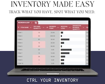 Inventory Tracker Spreadsheet | Small Business Stock Log and Inventory Management | Google Sheets & Excel Template