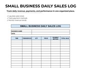 Daily Sales Log for Small Business | Simple Sales Tracker Spreadsheet | Sales Record Sheet Digital Download