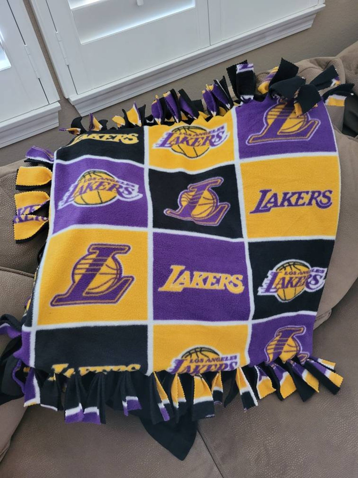Los Angeles Lakers Fleece Tie Blanket 100 Polyester No Sew Etsy