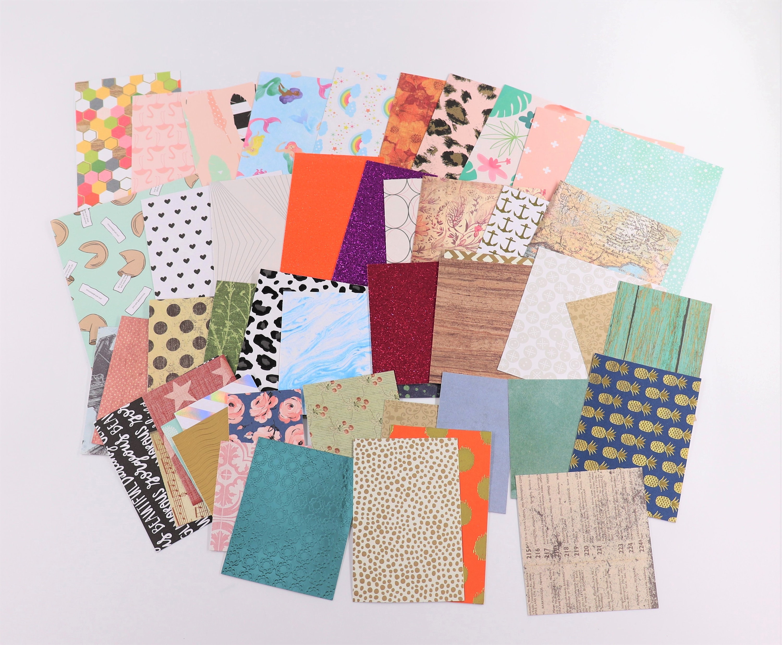 50 Piece Mixed Lot of Cardstock Pieces Scrapbook Paper Etsy