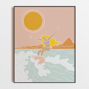 Sunset Wake Surf Girl - Fine Art Print