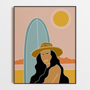 Sunset Surfer Girl - Fine Art Print