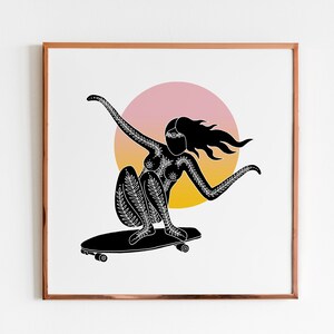 Surf Skate Girl - Square Art Print