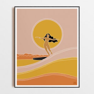 Sunset Surfer Girl - Fine Art Print
