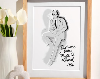 イヴ・サンローラン「ファッションは消えゆく、スタイルは永遠」ジクレープリント ファッションポスター
