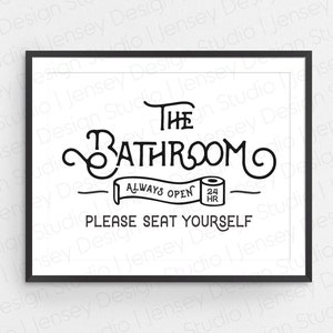 Bathroom svg, Funny Toilet Room Sign svg, Restroom Wall Art , Please Seat Yourself Picture Printable, Half Bath Decor, Instant Download