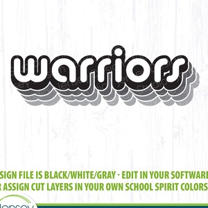 Guerreros svg, mascota del equipo png, diseño de ropa escolar, obra de arte del orgullo, idea de camiseta de apoyo para fanáticos de los deportes, descarga digital, archivo de corte dxf eps