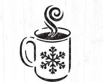 hot chocolate mug clipart black and white