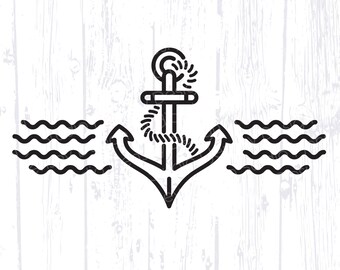 Anchor with Rope SVG EPS PNG, Boat Captain Nautical Design, Summer Vacation Ocean Cruise Clipart, Silhouette Cricut Digital Download Dxf Eps