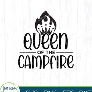Reina de la fogata svg, diseño divertido de camiseta de campamento para mujeres, cita de glamping png, descarga digital de imágenes prediseñadas de camiseta de bricolaje de vida de campamento para mujeres
