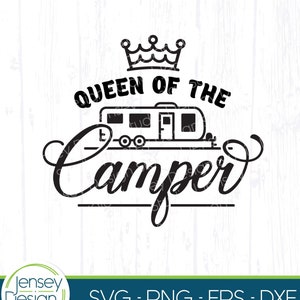 Reina de la autocaravana svg, diseño divertido de camiseta de camping para mujer, cita de equipo de glamping png, descarga digital de camiseta de bricolaje de vida de campamento para damas