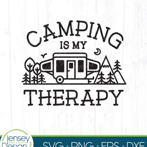Camper emergente svg, refrán divertido de terapia de campamento, gráfico de remolque de viaje emergente, diseño de camiseta de vacaciones, lindo grupo de campamento png