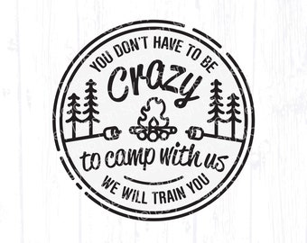 Crazy Camping Friends svg, Funny Camp Crew png, Campfire Fire Pit Sign, Camper Life Design, Sarcastic & Sassy Circle Clip Art, Marshmallows
