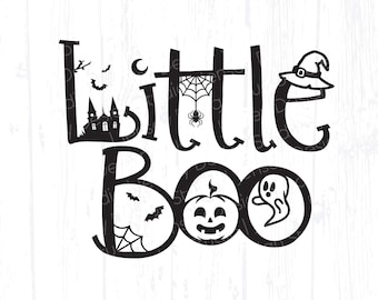 Little Boo svg, Baby First Halloween png, linda camiseta de otoño para niños, diseño para recién nacidos, niño y niña, araña fantasma espeluznante, Cricut, silueta