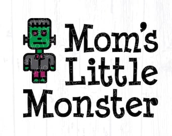 Mom's Little Monster svg, First Halloween svg, Cute Baby Frankenstein png, Newborn Boy Girl Clipart, Funny Kid Shirt, Infant, Child, Cricut