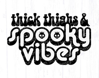 Muslos gruesos y vibraciones espeluznantes svg, diseño divertido de camiseta deportiva de Halloween, entrenamiento png, clipart retro vintage, archivo de corte de temporada aterradora Cricut