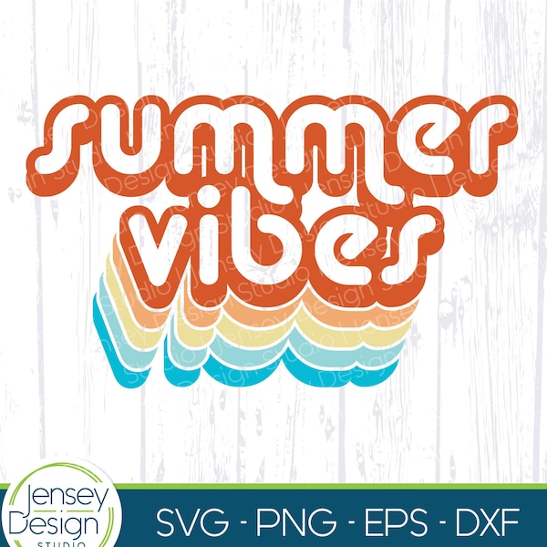 Summer Vibes SVG, jaren '70 Summer Vintage Beach T-Shirt png, Trendy Teen Girl Cute Graphic Tee Clipart, jaren '60 Retro Zeggen Rainbow Digitale Download