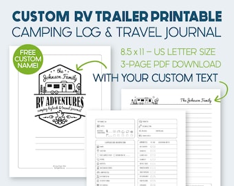 Personalized RV Camper Travel Trailer Camping Journal, Campground Log & Planner, Custom Family Name Printable PDF, 8.5 x 11 Campsite Tracker