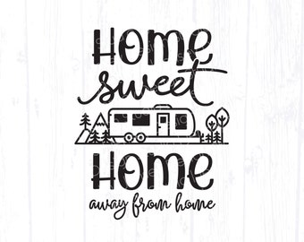 Travel Trailer Camper svg, Home Sweet Home Sign design, Garden Flag Clipart Cute Toy Hauler RV svg, Bumper Pull, Cricut Campsite Bucket png