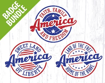 Pakiet logo America, patriotyczny svg, czwarty 4 lipca, projekt koszulki Christian USA, słodka kraina wolności, zabytkowy retro 1776 konserwatywny