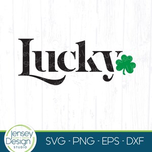 Lucky Text svg, svg de la Saint-Patrick, conception de tshirt trèfle irlandais rétro, chemise St Pattys pour femme png, trèfle, téléchargement numérique Cricut dxf eps