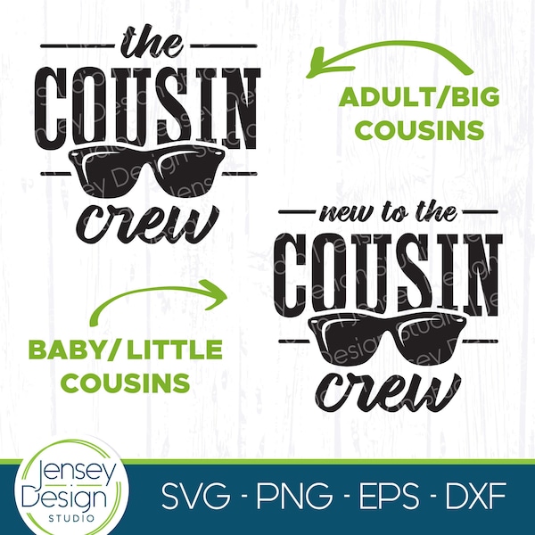 Cousins svg, New to the Cousin Crew, Family Camping Trip png, Big Little Cousins, Sunglasses Design, Matching Shirt Clipart Instant Download