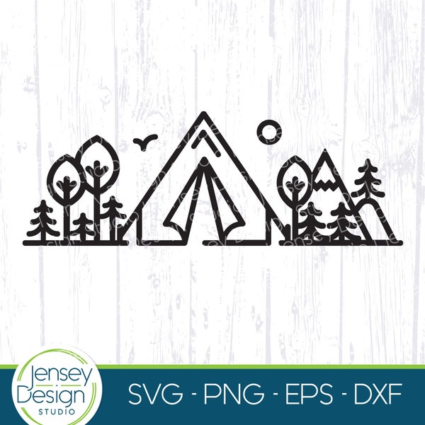 Tent Camping Scene svg, Campsite svg, Mountains svg, Outdoor Scene svg, Camp Ground svg, Travel svg, Hiking svg, Moon Trees png eps Cricut