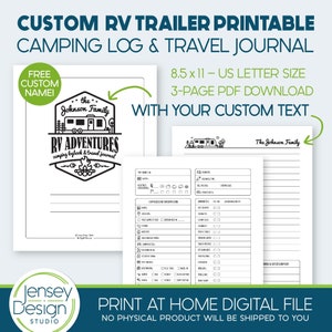 Personalized RV Camper Travel Trailer Camping Journal, Campground Log & Planner, Custom Family Name Printable PDF, 8.5 x 11 Campsite Tracker