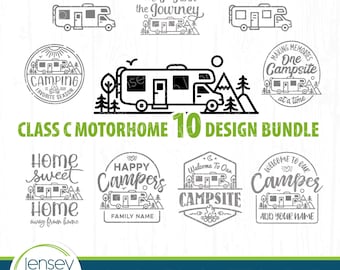 Class C Motorhome RV Camping SVG Bundle, Camper Cut Files, Camping Bucket Sayings Quotes, PNG Camp Shirt Clipart, Coachbuilt Cricut Download