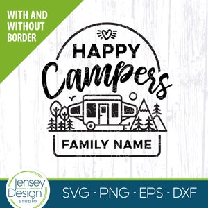 Pop Up Happy Campers svg, Camper Family Name sign svg, Popup Camper shirt, campsite bucket png, Camping Trip Flag Design, Couple Vacation