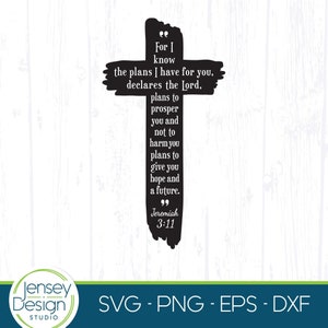 Versetto della Bibbia svg, Geremia 29:11 Scrittura png, Perché io conosco i piani che ho per voi, Clipart croce, Detto cristiano, Design citazione religiosa
